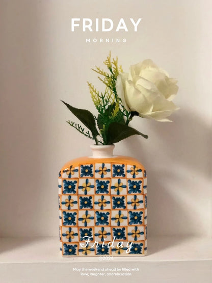 Italian-Style Yellow Gingham Bathroom Set